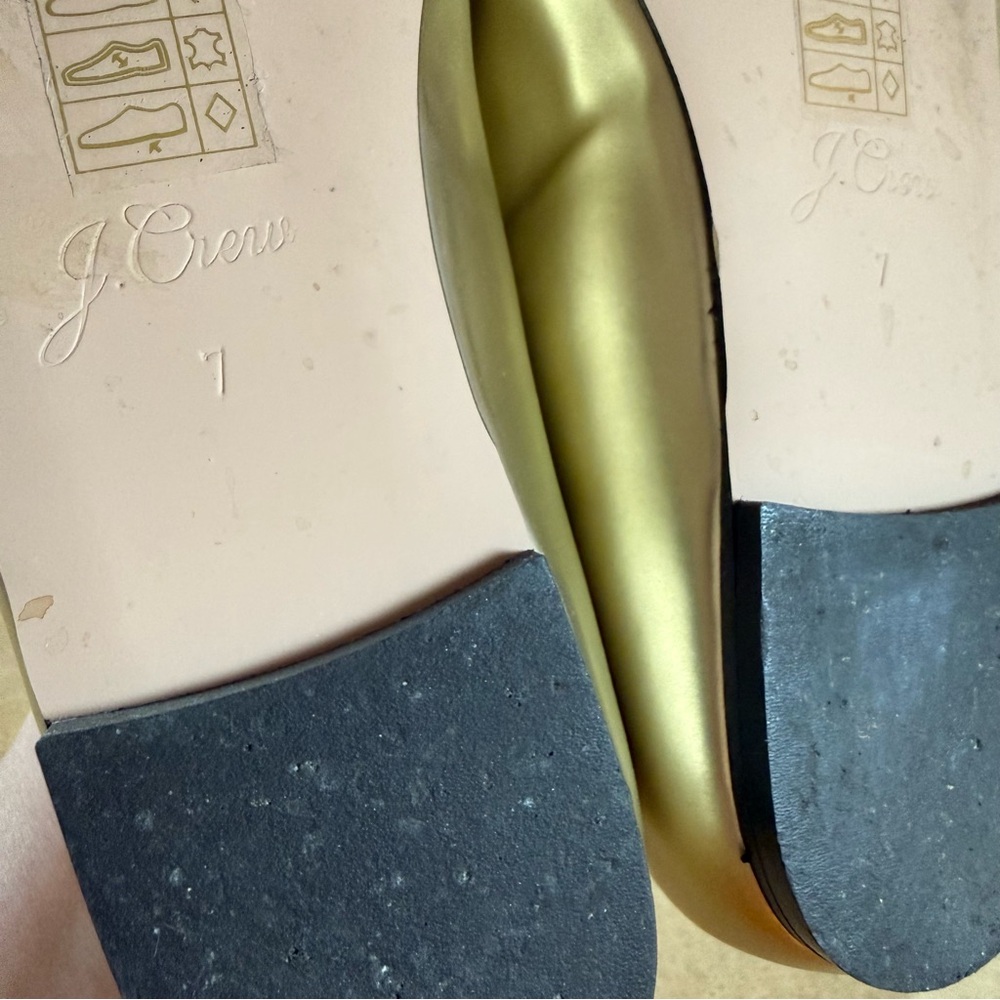 J.Crew Metallic Gold Leather Mary Jane Flats Women 7 Square Toe Ballet Shoes - Picture 13 of 14